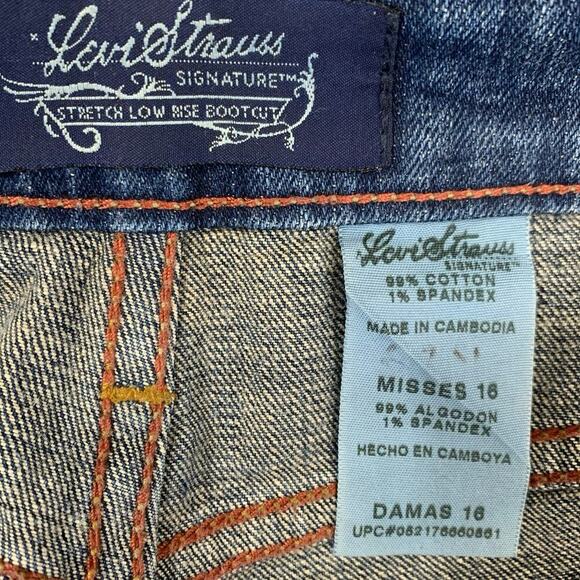 Levi Strauss Signature Vintage Stretch Low Rise Bootcut Blue Jeans Misses 16 - Picture 12 of 14